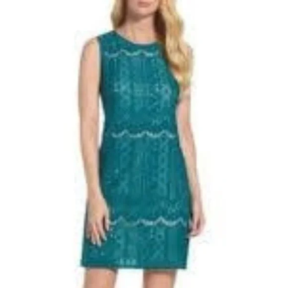 Adrianna Papell | Dresses | Nwt Adrianna Papell Sleeveless Striped Lace Shift Dress Teal Size 4 | Poshmark Adrianna Papell | Dresses | Nwt Adrianna Papell Sleeveless Striped Lace Shift Dress Teal Size 4 | Poshmark